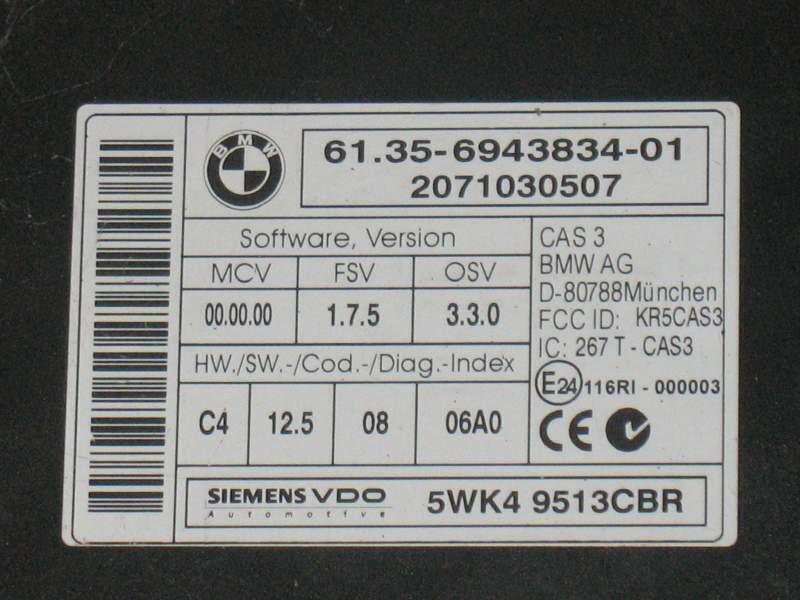 ECU BMW E91 320 D 2.0 61.35-6943834-01 SIEMENS 5WK49513CBR