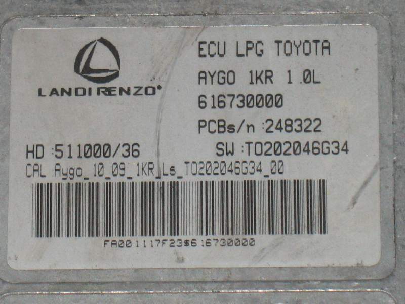 ECU LPG TOYOTA AYGO 1KR 1.0 616730000 landi renzo GPL