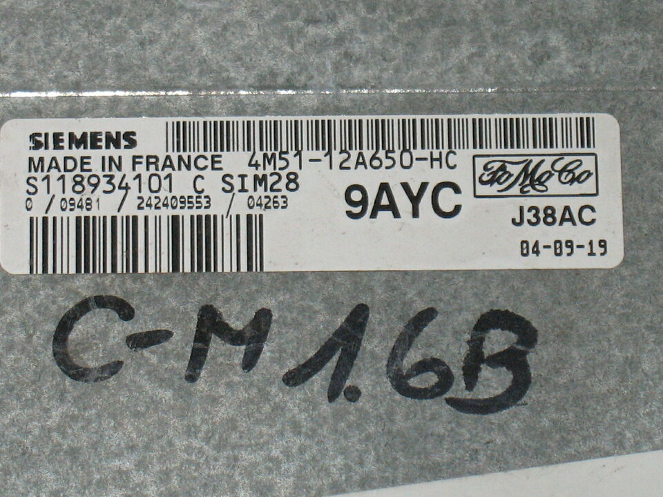 ECU FORD FOCUS C MAX S118934101 4M51 12A650-HC 9AYC SIM28
