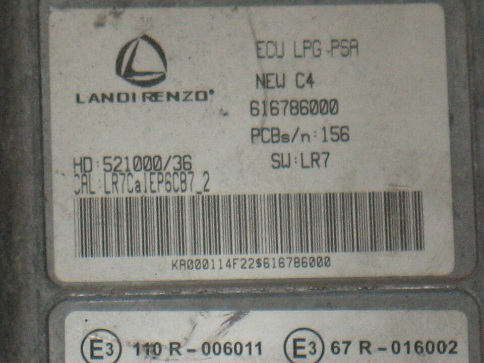 ECU NEW C4 LANDI RENZO LPG PSA 616786000 HD:521000/36 SW:LR7
