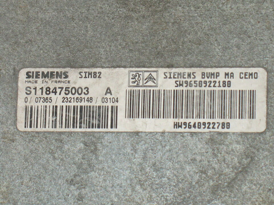 PEUGEOT CITROEN ECU S118475003 A SW9655614980 HW9640922780 SIM82