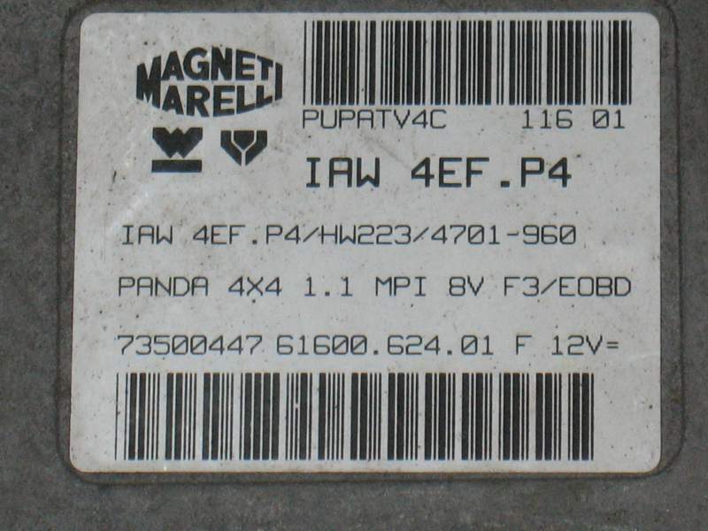 Ecu fiat panda 4x4 iaw 4ef.p4 hw223 73500447 61600.624.01 F12V