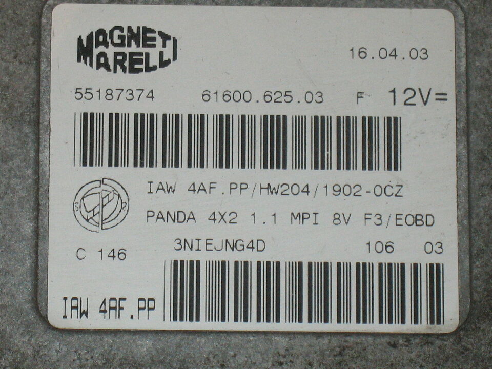 Motor Ecu Fiat Panda 1.1 Iaw 4af.PP 55187374 HW204 / 1902-0CZ