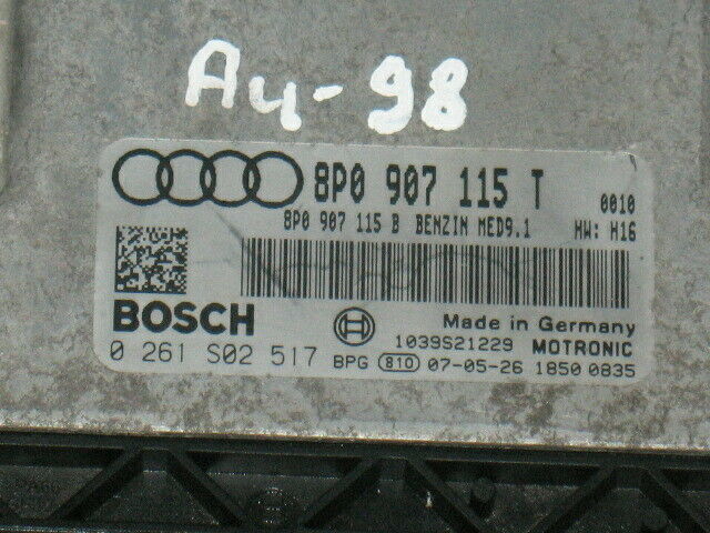 ECU AUDI A3 A4 2.0 TFSI 0261S02517 8P0907115T 8P0907115B MED9 1