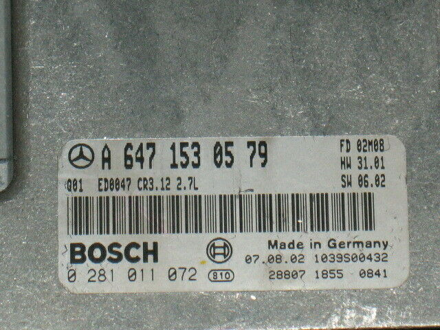 ECU MERCEDES W211 E270 2.7 CDI 0281011072 A6471530579 CR3.12 EDC 16C2-3.12