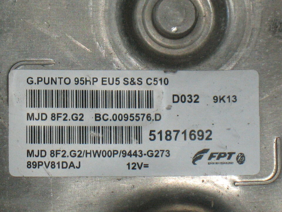 ECU FIAT GRANDE PUNTO EVO 51871692 MJD 8F2.G2 HW00P- 9443-G273