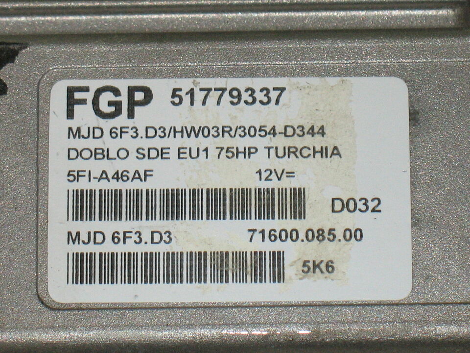 Fiat Doblo 1.3JTD 51779337 6F3.D3 HW03R 3058-D154 MJD 6F3 D3