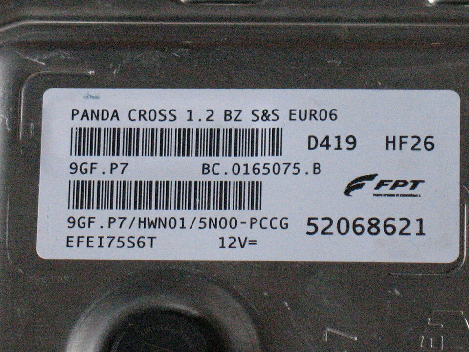 52068621 FPT 9GF.P7 ECU FIAT PANDA CROSS 4X4 1.2 B EURO 6 HWN01
