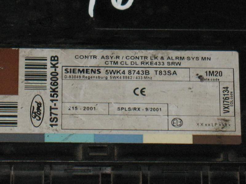 ECU FORD MONDEO 1.8 1S7T-15K600-KB 1S7T15K600KB 5WK4 8743B