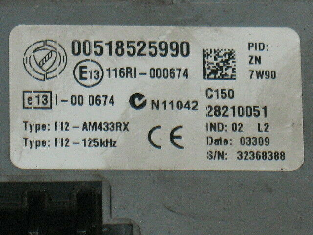 ECU BODY COMPUTER FIAT 500 1.2 51KW 00518525990 518525990