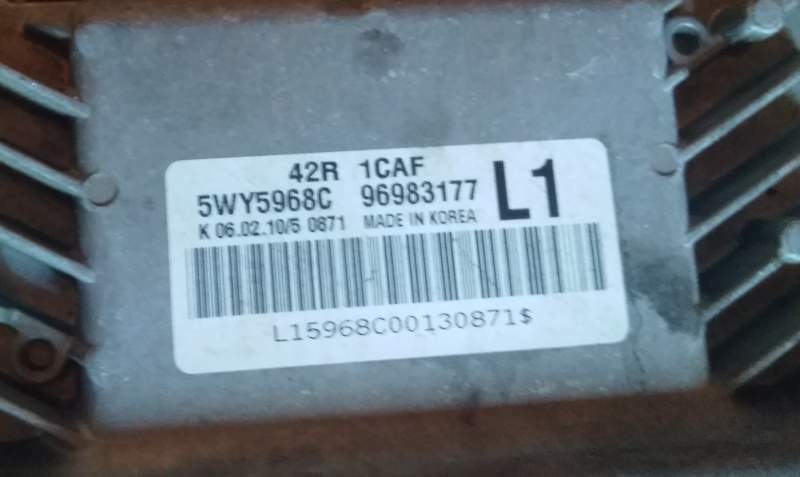 Ecu centralina chevrolet aveo 1.2 5wy5968c 96983177 l1 42r 1caf