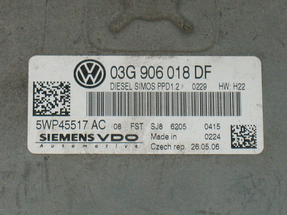VW Golf 2.0 GT TDI ECU 03g906018df 5wp45517 AE PPD1.2