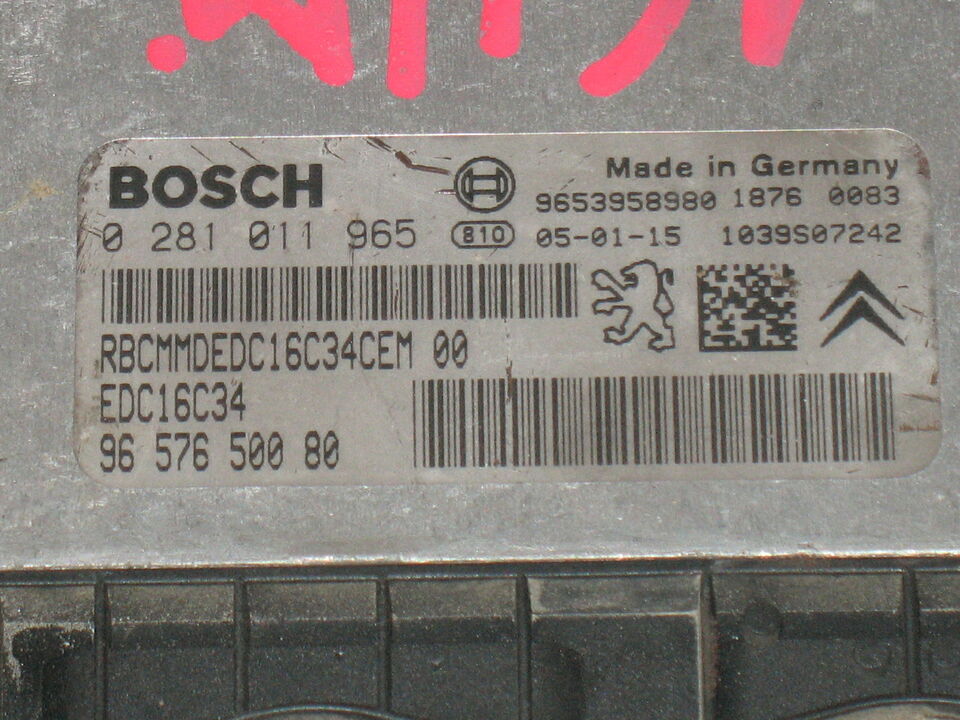ECU, Citroen C3 1.6 HDI 0281011965 9659778580 EDC 16C34-2.10