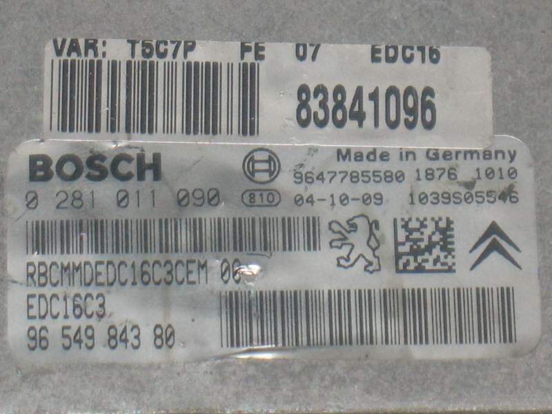 ECU CITROEN PEUGEOT 1.4 HDI BOSCH 0281011090 9654984380 EDC16C3