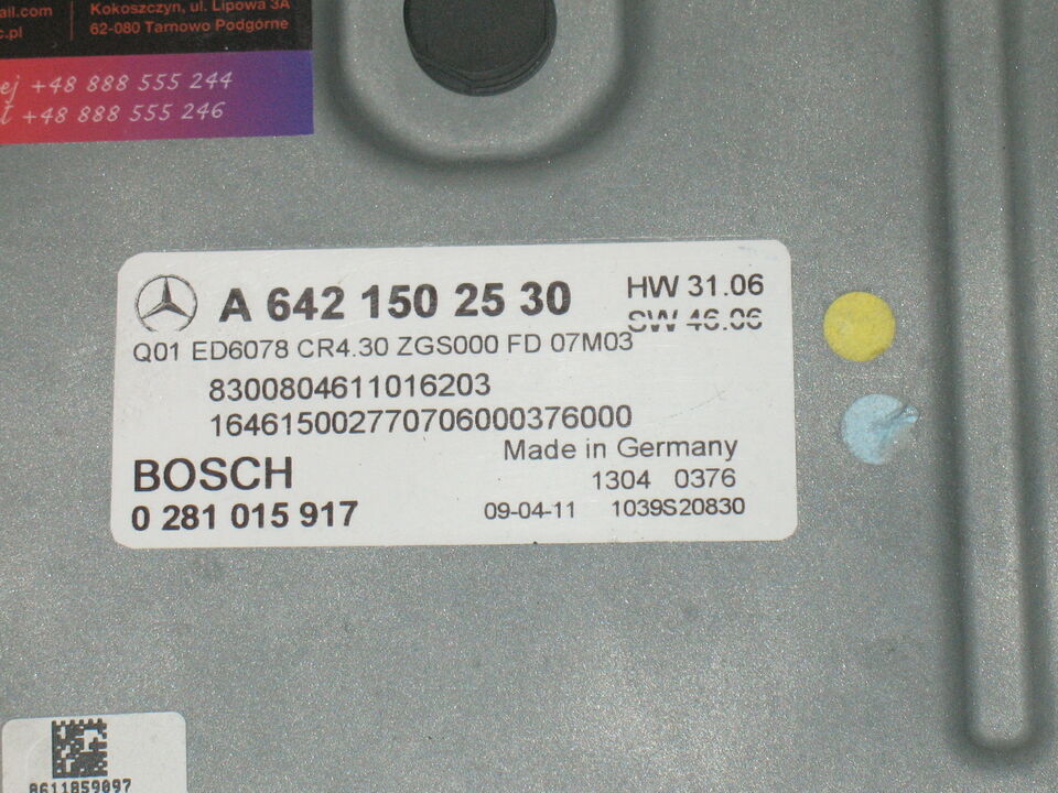 MERCEDES Sprinter 518 3.0CDi V6 A6421502530 0281015917 EDC16CP31 CR4.30