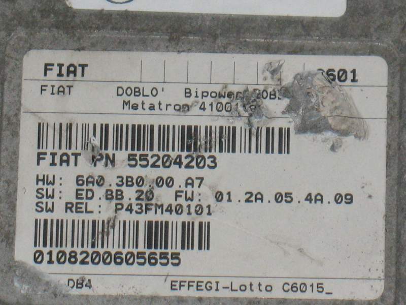 Ecu fiat doblo bipower metatron 55204203 rel:p43fm40101