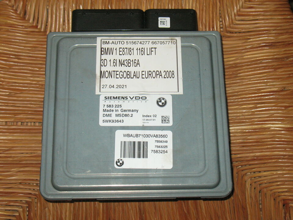 ECU BMW E87 E90 5WK93643 12147583225 7583225 DME MSD80.2