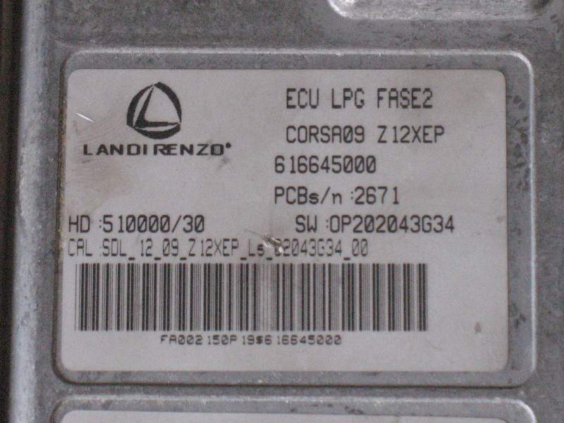 Ecu gpl opel corsa 110r-006011, z12xep 1.4 l 616645000 515000/30