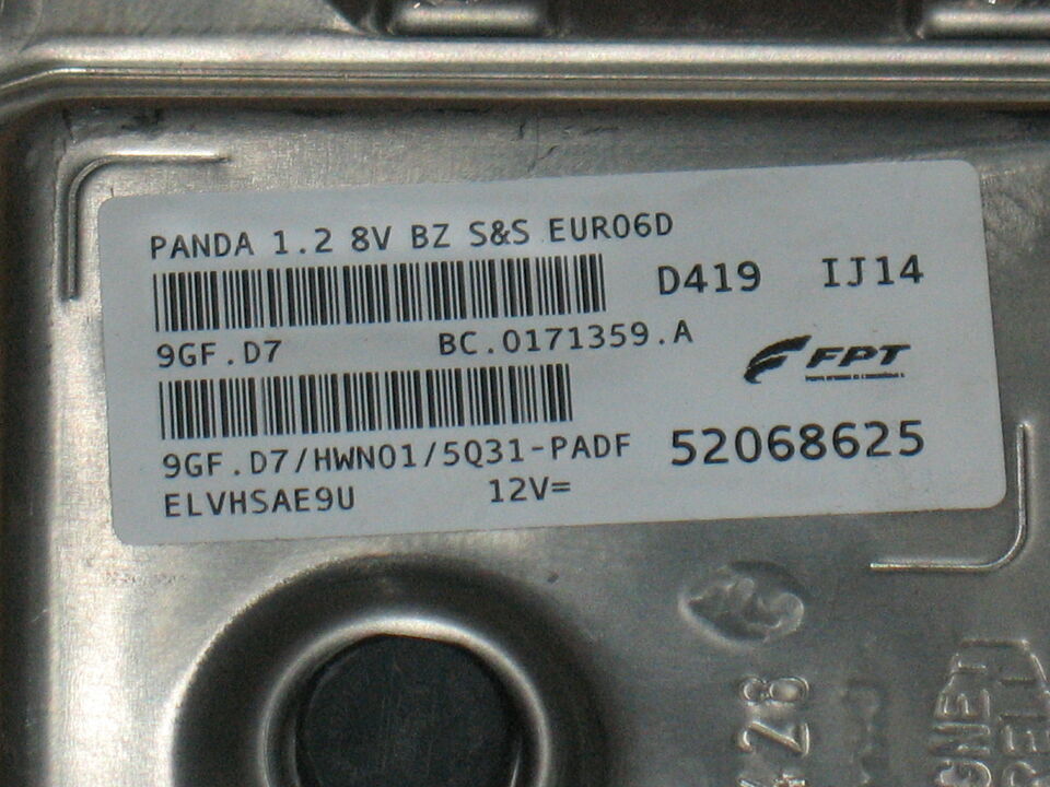 ECU FIAT PANDA 1.2 8V EURO6D 52068625 9GF.D7 HWN01 9GF