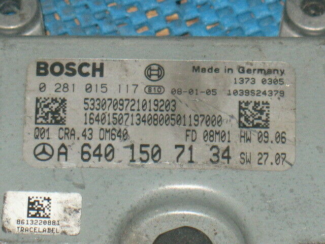 ECU MERCEDES A180 B180 2.0 CDI 0281015117 A6401507134 CRA.43 EDC 16C32-5.43