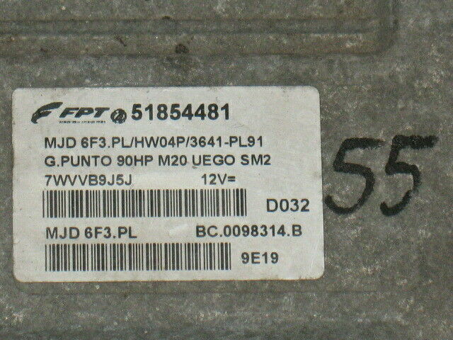 ECU FIAT G.PUNTO 1.3 MJET 51854481 MJD 6F3.PL HW04P 90HP