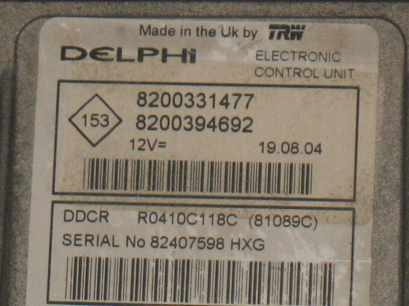 ECU RENAULT CLIO R0410C118C R0410C118 C 8200331477 8200394692