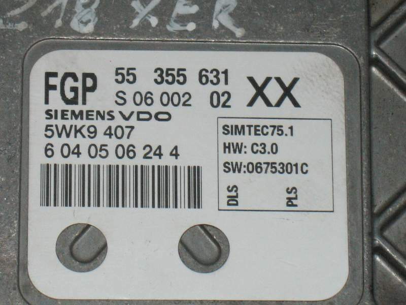 ECU OPEL Z18XER SIEMENS VDO 5WK9407 FGP 55 355 631 XX 55355631