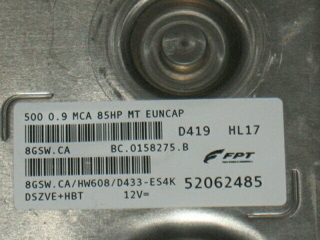 ECU CENTRALINA MOTORE FIAT 500 0.9 85HP 52062485 8GSW.CA HW608