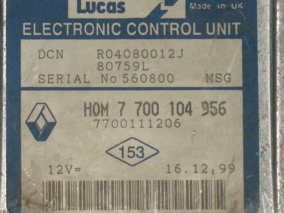 ECU RENAULT KANGOO 1.9 D R04080012J HOM7700104956,