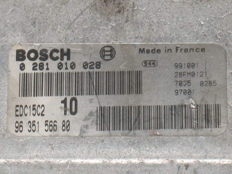 Ecu citroen evasion scudo ulysse 2.0 jtd 0281010028 9635156680 EDC 15C2-3.2