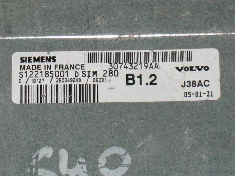 ECU VOLVO S40 V50 SIEMENS S122185001D, 30743219AA, SIM280, B1.2