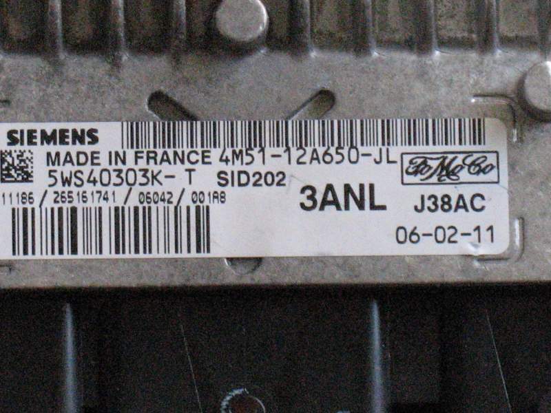 KIT Ford C-Max ECU Siemens SID 202 - 5WS40303JT, 4M5112A650JL