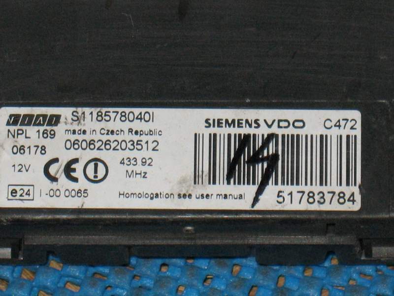 ECU body computer fiat panda 4x4 BSI 51783784 S118578040I