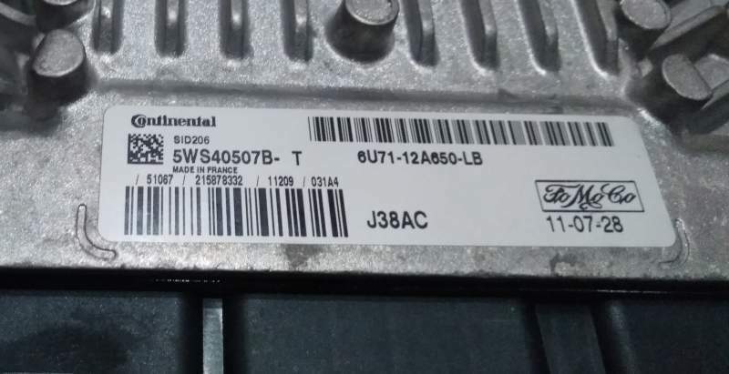 ECU FORD FOMOCO SID206 5WS40507B-T 6U71-12A650-LB 6U71
