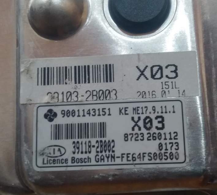 ECU KIA VENGA 1.4 BOSCH 391182B002 9001143151 FE64FS00500 X03
