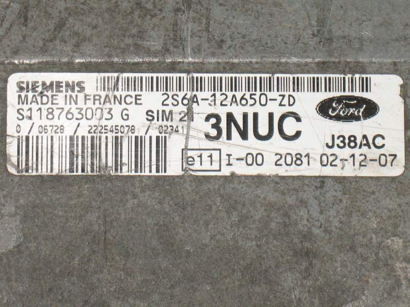 3NUC FIESTA 1.25 2S6A12A650ZD SIM21 S118763003 G 2S6A-12A650-ZD