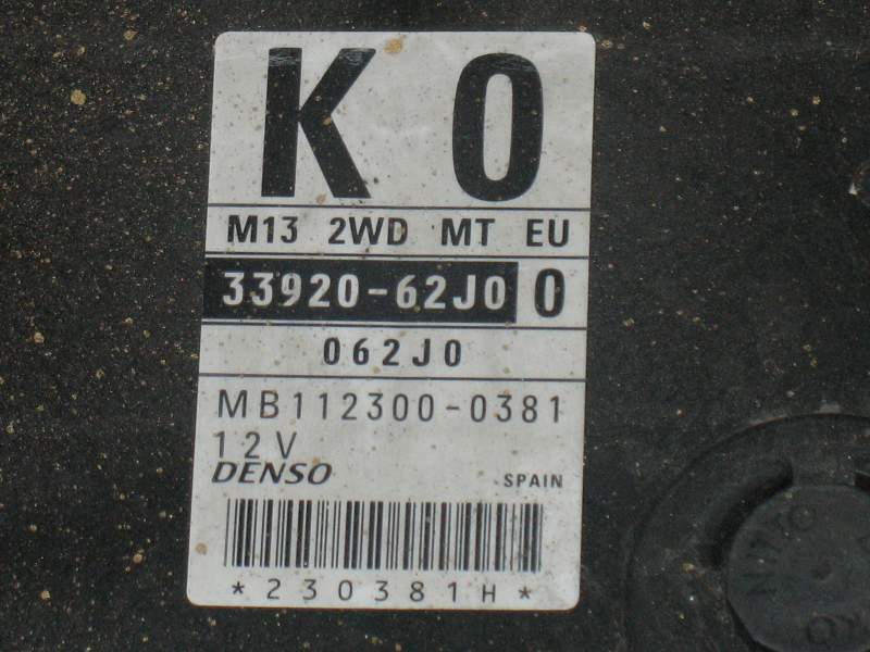 ECU SUZUKI SWIFT 1.3 3392062J0 K0 DENSO MB1123000381