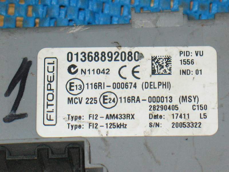 Ecu body computer fiat fiorino 1.2 , 1.3 01368892080 28290405