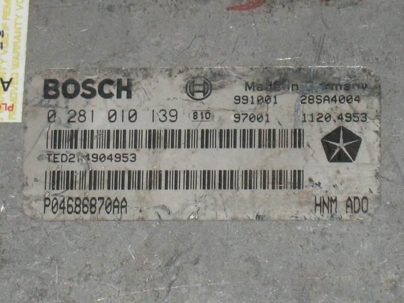Ecu CHRYSLER VOYAGER 2.5 2.8 td bosch 0281010139 p04686870aa