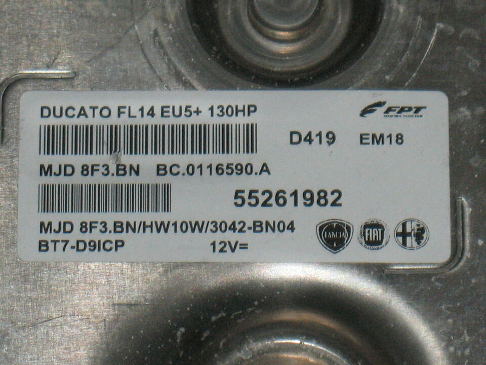 ECU FIAT DUCATO 2.3 FL14 EU5+ 130HP 55261982 MJD 8F3.BN HW10W 8F3