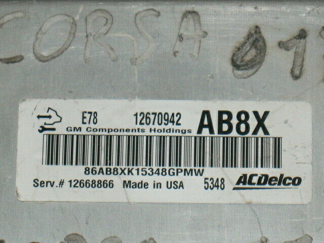 ECU CENTRALINA OPEL CORSA 1.4 12670942 AB8X 12668866 E78