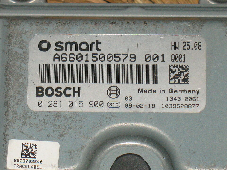 ECU CENTRALINA SMART FORTWO 0281015900 A6601500579 001 HW25.08