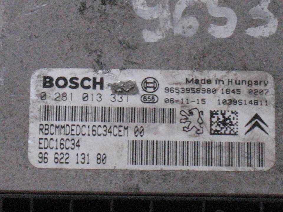 PEUGEOT 307 1.6 HDI BOSCH 0281013331 9662213180 9653958980 EDC 16C34-4.11