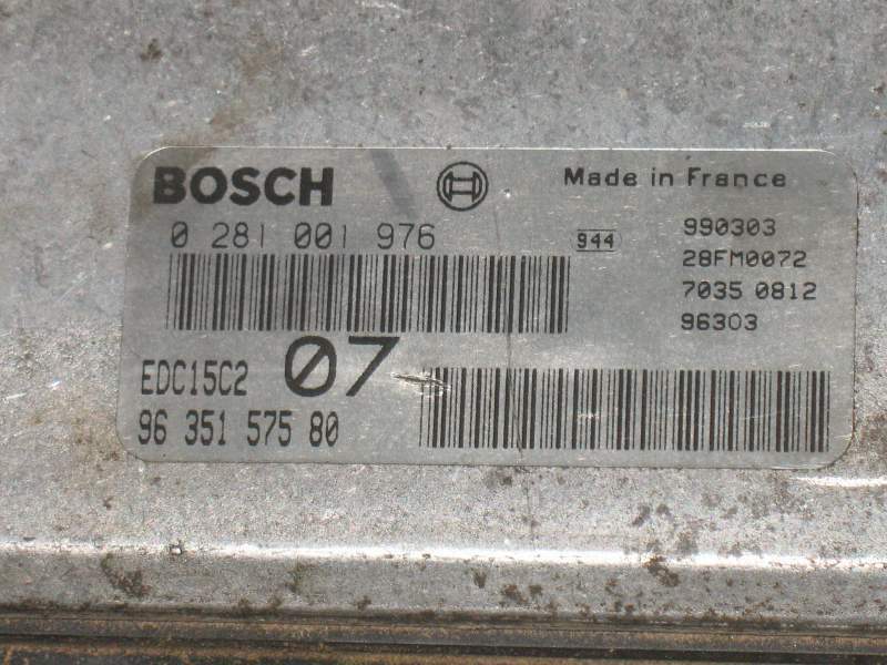 ECU CITROEN XSARA PEUGEOT 306 2.0 BOSCH 0281001976 9635157580 EDC15C2 07