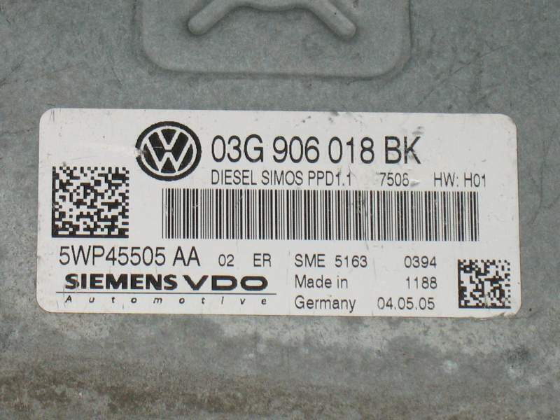 ECU VW PASSAT B6 2.0 TDI 2007 RHD 03G906018BK 5WP45505AA