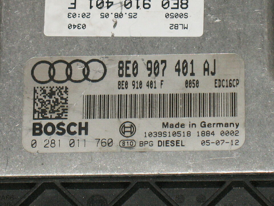 ECU Audi A4 8E 8E0907401AJ 8E0910401F 0281011760 EDC 16CP34-3.7