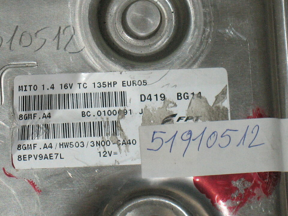 Ecu centralina alfa romeo mito fpt 51910512 8gmf.a4 HW503 135 hp