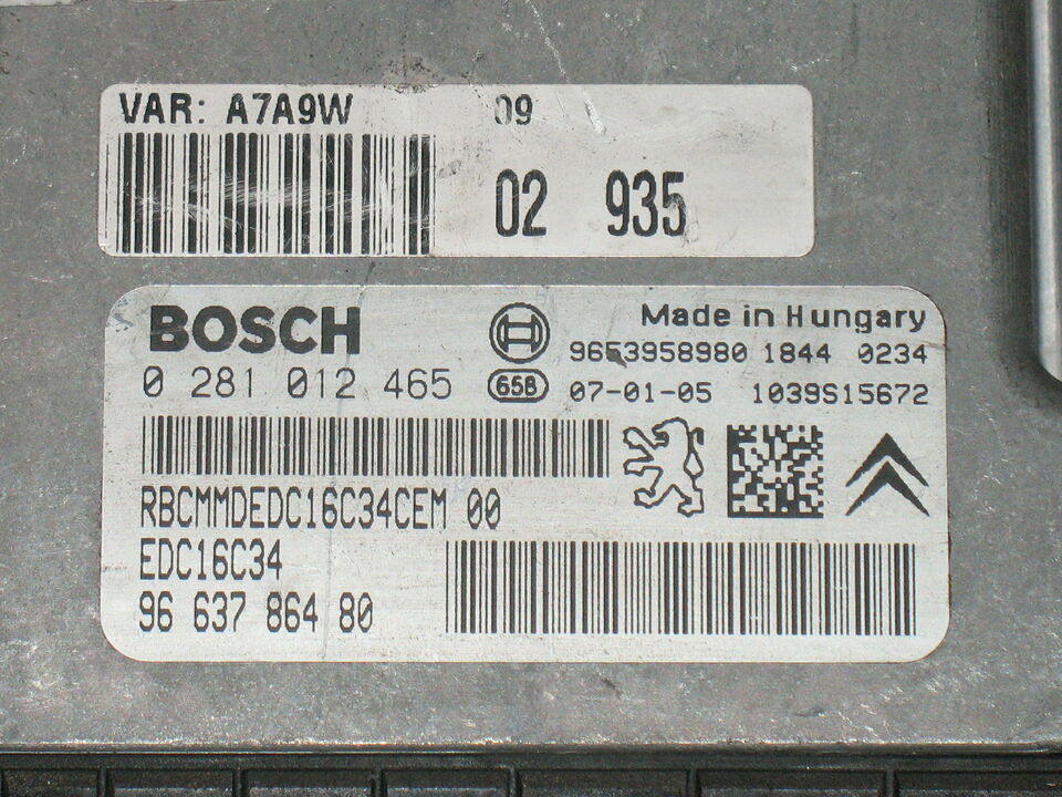 ECU PEUGEOT 207 1.6 HDI BOSCH 0281012465 9663786480  EDC16C34