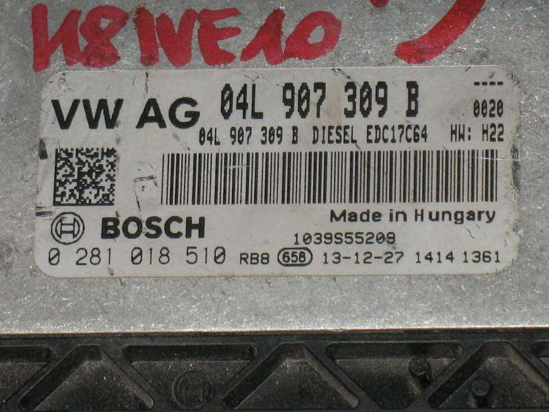 ECU VW GOLF 1.6 TDI BOSCH 0281018510 04L907309B EDC17C64