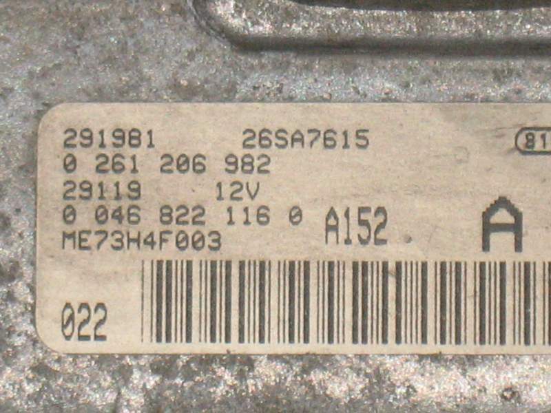 Ecu FIAT PUNTO 2 1.2 16V 99 > 03 0261206982 00468221160 ME7.3H4
